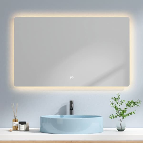 EMKE LED Badrumsspegel, 100x60 cm, Touch, 3 Ljusfärger 3000/4000/6500K, Dimmbar, Immafri, Minnesfunktion, Energieffektiv, IP44