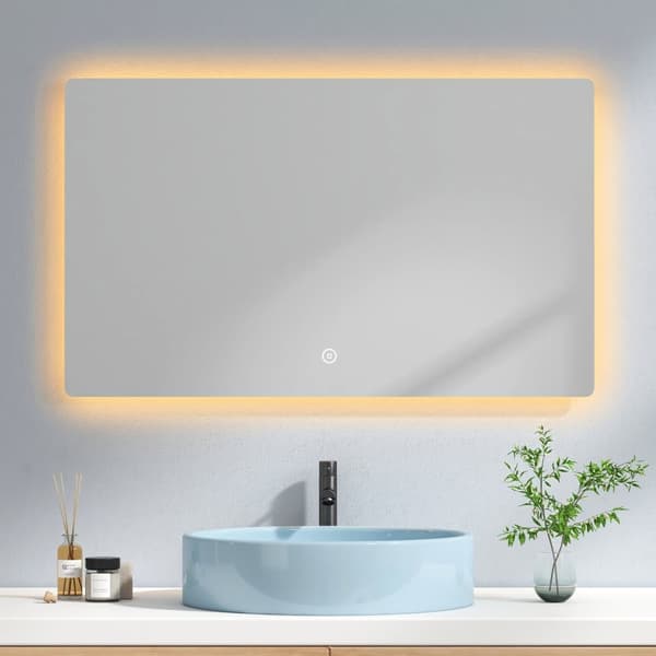 EMKE LED Badrumsspegel, 100x60 cm, Touch, 3 Ljusfärger 3000/4000/6500K, Dimmbar, Immafri, Minnesfunktion, Energieffektiv, IP44