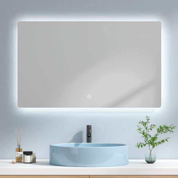 EMKE LED Badrumsspegel, 100x60 cm, Touch, 3 Ljusfärger 3000/4000/6500K, Dimmbar, Immafri, Minnesfunktion, Energieffektiv, IP44