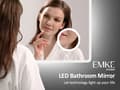 Miniatyrbild 2 av 6: EMKE LED Badrumsspegel, 80x60 cm, 3x Förstoring, Kallvitt Ljus 6500K, Touch, Minnesfunktion, IP44