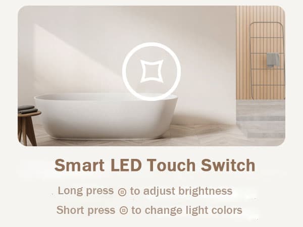 EMKE LED Badrumsspegel, 80x60 cm, 3x Förstoring, Immafri, Dimmbar, Justerbar Ljus, Touch, Minnesfunktion, IP44, Hor/Vert