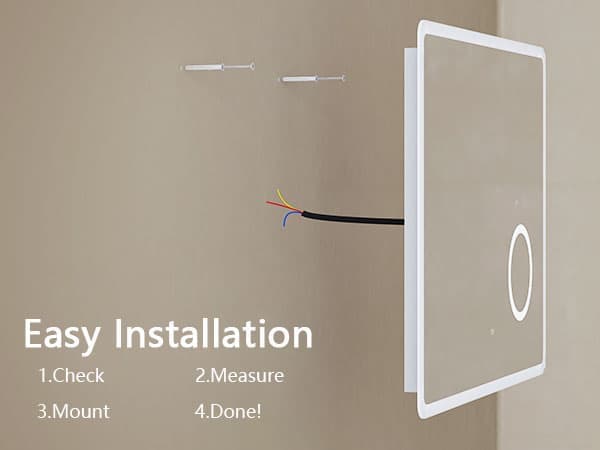 EMKE LED Badrumsspegel, 80x60 cm, 3x Förstoring, Immafri, Dimmbar, Justerbar Ljus, Touch, Minnesfunktion, IP44, Hor/Vert