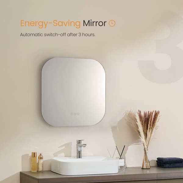EMKE LED Badrumsspegel 60x60 cm, Touch, Immafri, Justerbar Ljus, Dimmbar, Minnesfunktion, Energieffektiv, IP44