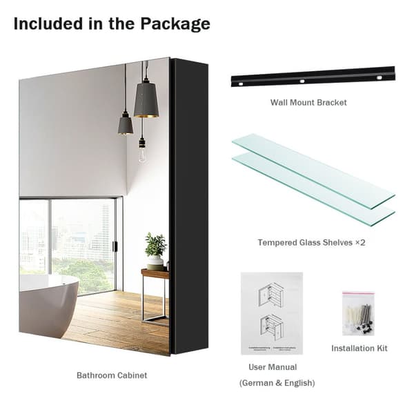 EMKE Spegelgarderob 50x14,5x65 cm – Dubbelsidig spegel, smal design, matt svart