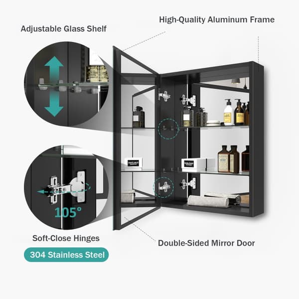 EMKE Spegelgarderob 50x14,5x65 cm – Dubbelsidig spegel, smal design, matt svart