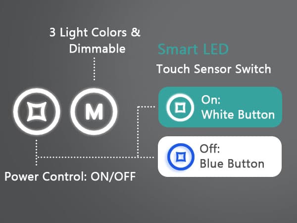 EMKE Rund LED-spegel 80 cm – 3 ljusfärger, dimbar, touch-kontroll, svart ram, IP44, minnesfunktion