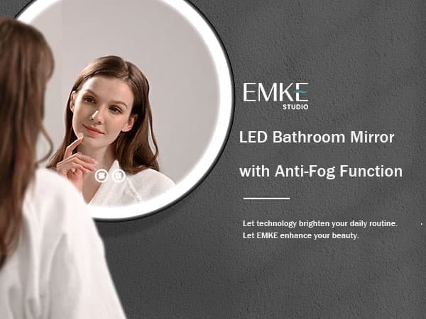 EMKE Badeværelsesspejl 60 cm – Anti-dug, justerbar LED (6500K), touch, energibesparende, hukommelsesfunktion
