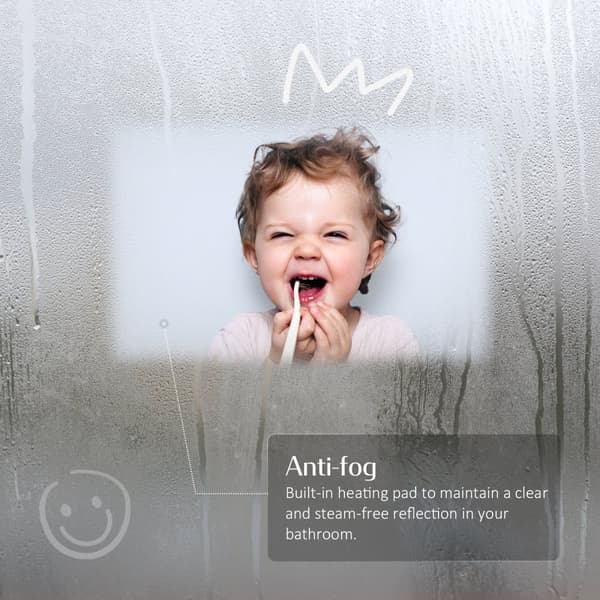 EMKE Badeværelsesspejl 60 cm – Anti-dug, justerbar LED (6500K), touch, energibesparende, hukommelsesfunktion