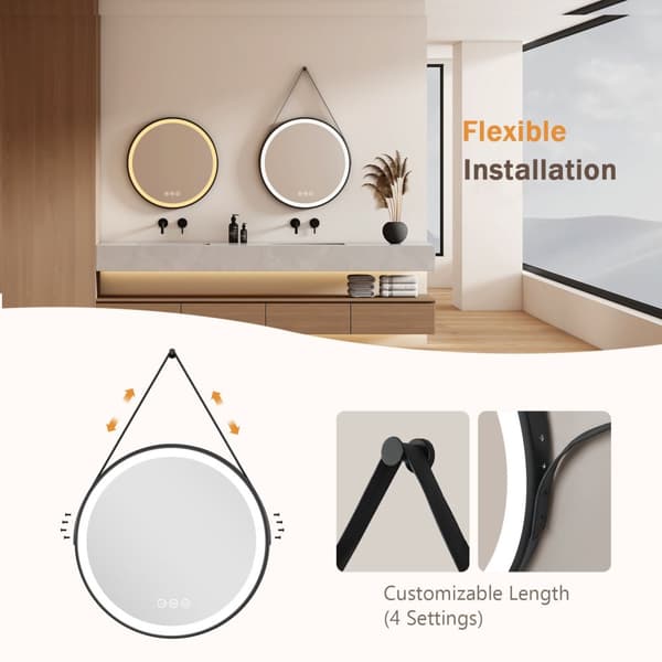 EMKE Badrumsspegel 70 cm – Anti-immare, 3 ljusfärger, dimbar, touch, minnesfunktion
