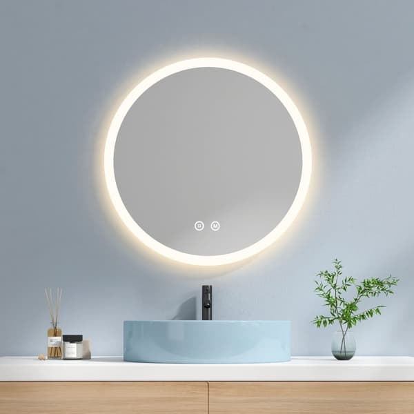 EMKE Pyöreä Kylpyhuoneen Peili Ø70cm - LED-valaistu, himmennettävä, huurtumaton, muistitoiminto, IP44