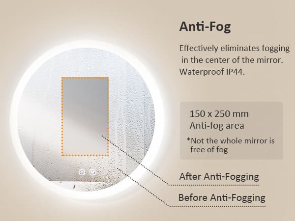 EMKE Pyöreä Kylpyhuoneen Peili Ø70cm - LED-valaistu, himmennettävä, huurtumaton, muistitoiminto, IP44