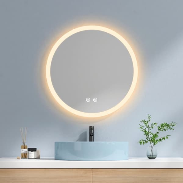 EMKE Pyöreä Kylpyhuoneen Peili Ø70cm - LED-valaistu, himmennettävä, huurtumaton, muistitoiminto, IP44