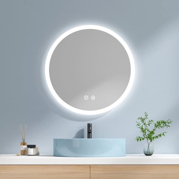 EMKE Pyöreä Kylpyhuoneen Peili Ø70cm - LED-valaistu, himmennettävä, huurtumaton, muistitoiminto, IP44