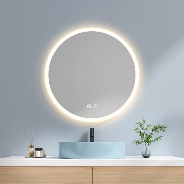 EMKE Rundt Badeværelsesspejl Ø80cm - LED, justerbar lysstyrke, anti-dugger, energibesparende