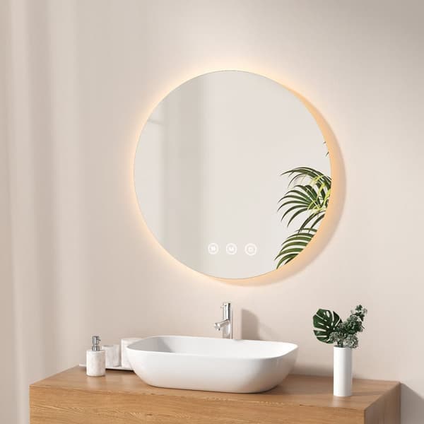 EMKE Rundt Badeværelsesspejl Ø60cm - Smart LED, auto-sluk, anti-dugger, væghængt