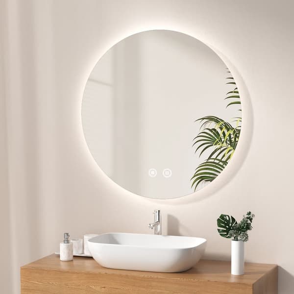 EMKE Rundt LED Spejl Ø70cm - 6500K lys, dæmpbar, anti-dug, IP44, vandret