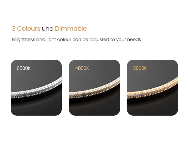 EMKE Rund LED-spegel Ø60cm - Touch, anti-immare, justerbar ljus, dimbar, IP44