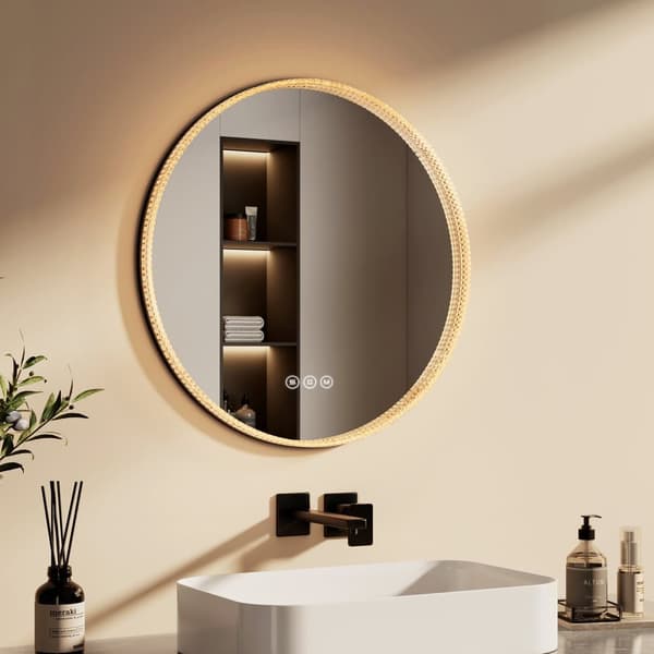 EMKE Rund LED-spegel Ø60cm - Touch, anti-immare, justerbar ljus, dimbar, IP44