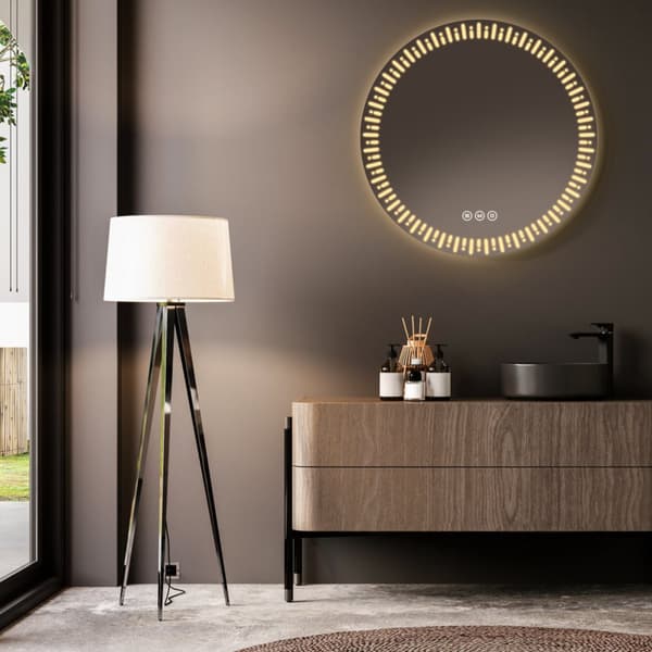 EMKE Pyöreä Kylpyhuoneen Peili Ø60cm - LED, huurtumaton, himmennettävä, kosketus, energiatehokas, IP44