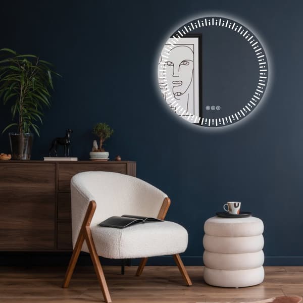 EMKE Pyöreä Kylpyhuoneen Peili Ø70cm - LED, huurtumaton, himmennettävä, kosketus, seinäasennus, IP44