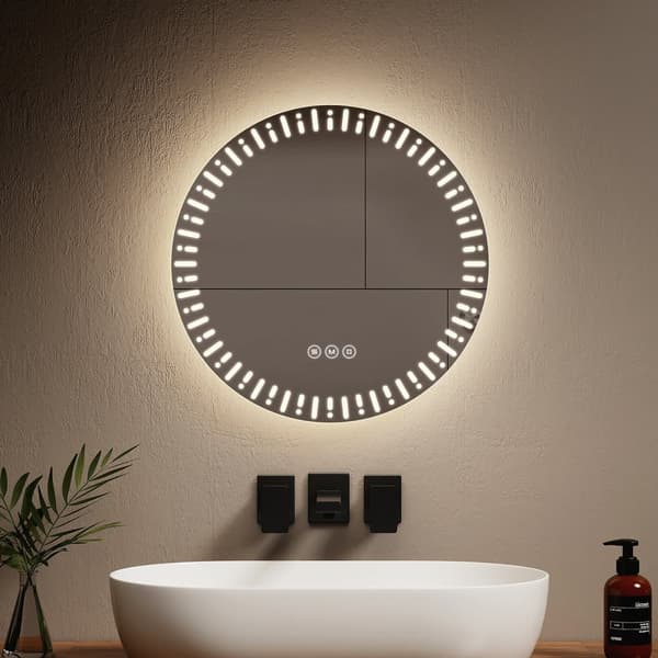 EMKE Rundt Badeværelsesspejl Ø50cm - LED, anti-dug, dæmpbar, touch, vægmonteret, IP44