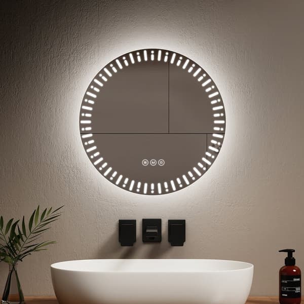 EMKE Rundt Badeværelsesspejl Ø50cm - LED, anti-dug, dæmpbar, touch, vægmonteret, IP44
