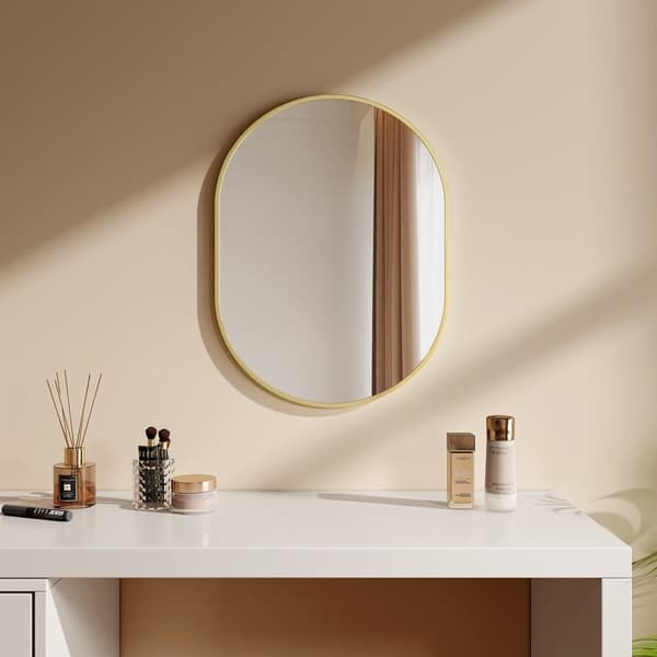 EMKE Rundt Spejl 45x60 cm - Guld aluminiumsramme, elegant vægdekoration