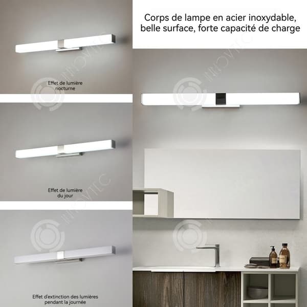INN LED badrumsspegellampa i rostfritt stål 40cm 8w badrumslampa med 3 färgtemperatur vägglampa