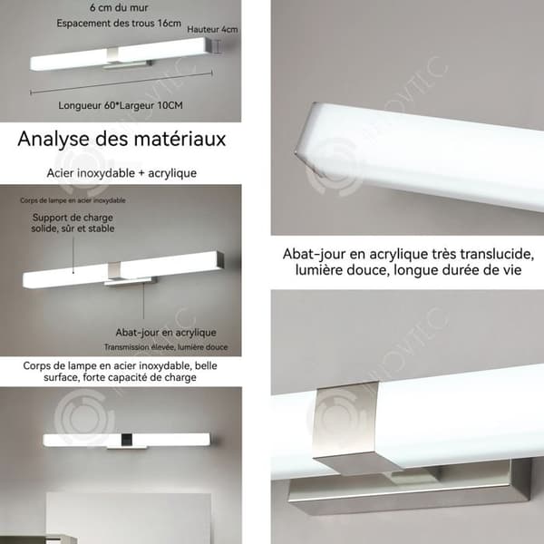 INN LED badrumsspegellampa i rostfritt stål 40cm 8w badrumslampa med 3 färgtemperatur vägglampa