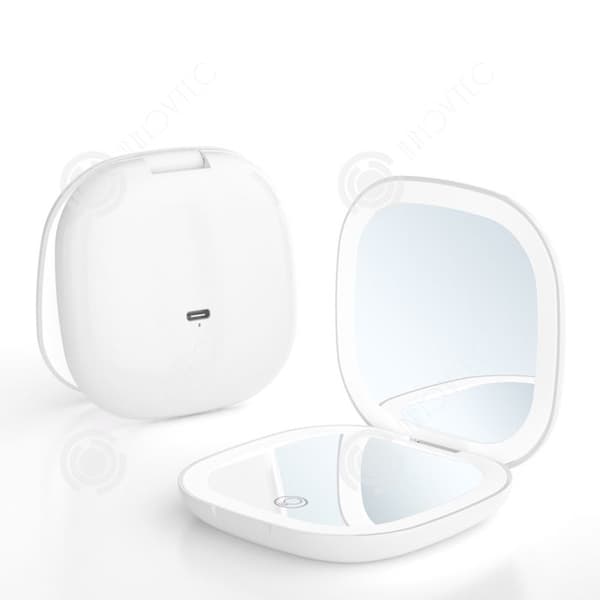 INN Sminkspegel 9,9 x 1,7 cm USB uppladdningsbart batteridriven strömbrytare Vikbar pekspegel med vitt ljus