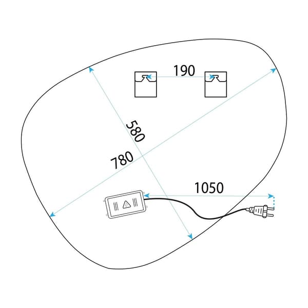 VÆG SPEJL REA LED YH-3343 75X73 TRANSPARENT