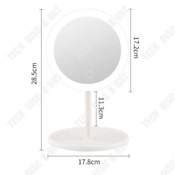 TD® European LED Light Makeup Mirror Desktop Vikbar Makeup Mirror med Light Fill Light