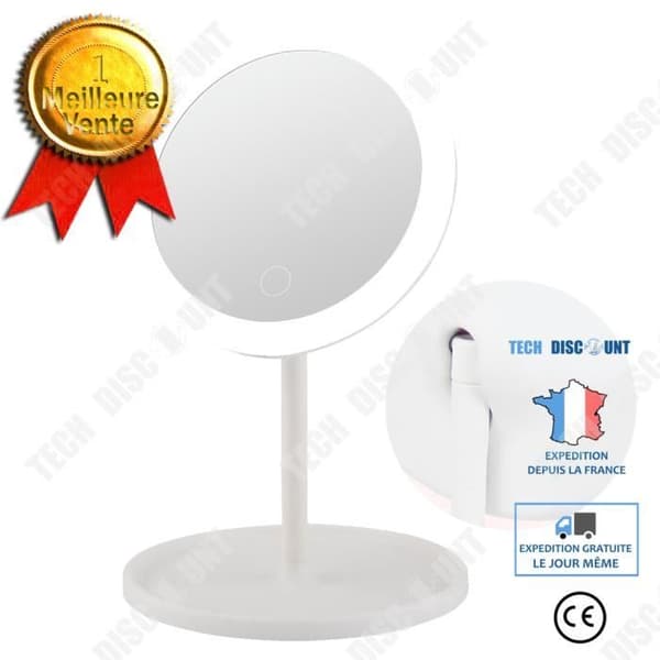 TD® European LED Light Makeup Mirror Desktop Vikbar Makeup Mirror med Light Fill Light