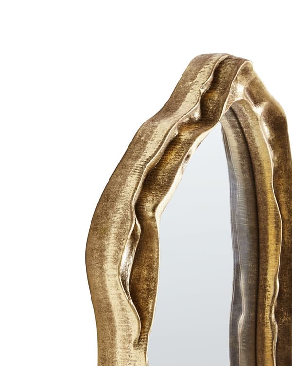 Vægspejl guldglas og MDF 75 x 37 cm uregelmæssig form moderne design