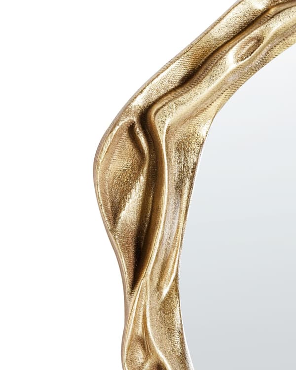 Vægspejl guldglas og MDF 75 x 37 cm uregelmæssig form moderne design