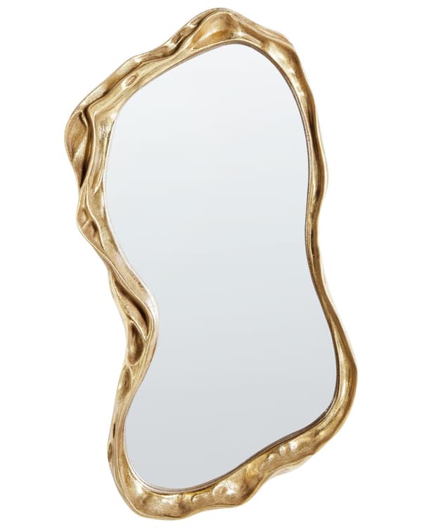 Vægspejl guldglas og MDF 75 x 37 cm uregelmæssig form moderne design