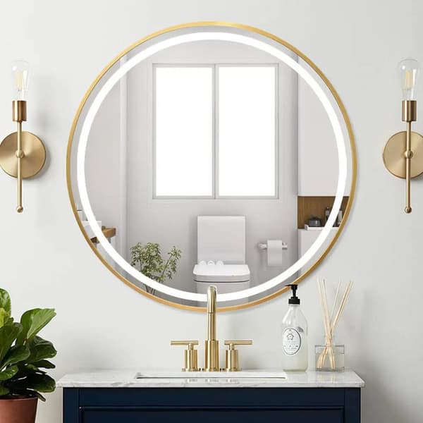 LUVODI Badrumsspegel med Ljus, Dimbar, Imfria,80cm (32 tum) Guld