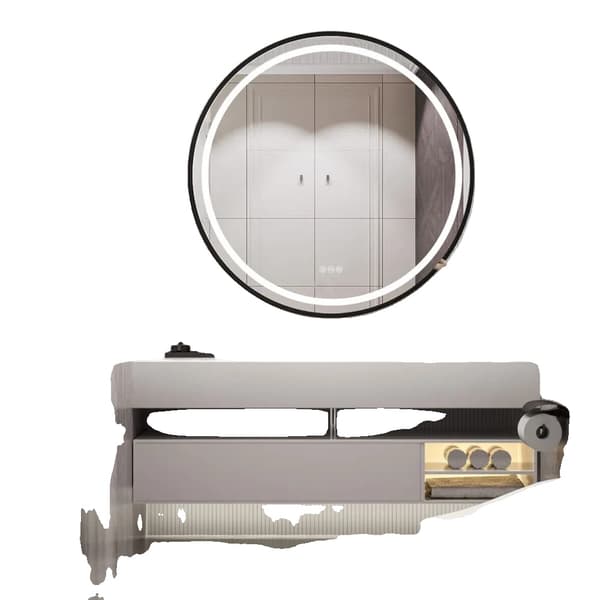 LUVODI Badrumsspegel med Ljus, Dimbar, Imfria,80cm (32 tum) Svart