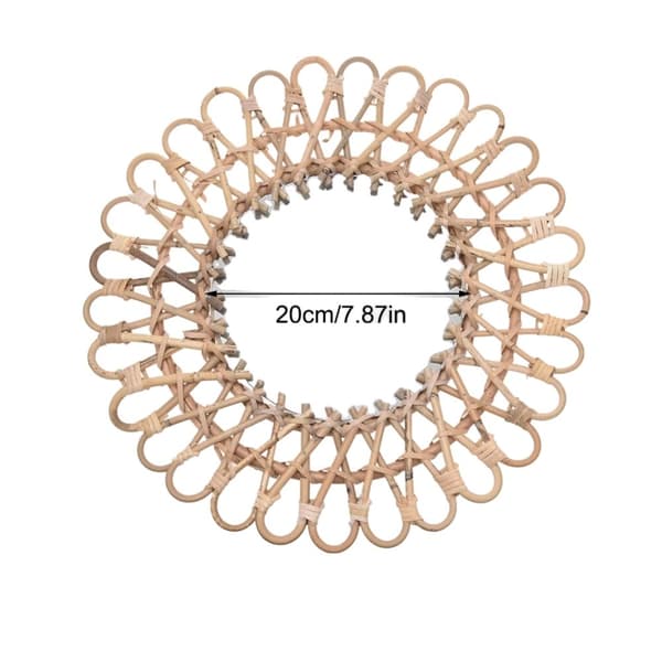 Rattan Vægspejl, Træfarve, Væghængt Design,Træfarve