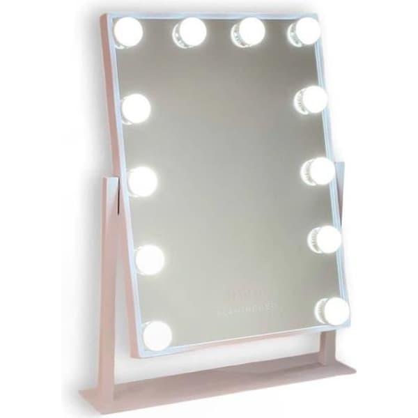 Flamingueo Lighted Makeup Mirror Led Mirror 12 Lights Lighted Mirror 3 lägen Spegel för sminkbord 47,5 x 35,5 cm