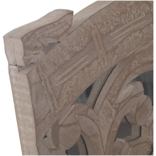 Retable med 3 utskurna delar i MDF-trä med naturligt spegel 120 x 2 x 120 cm