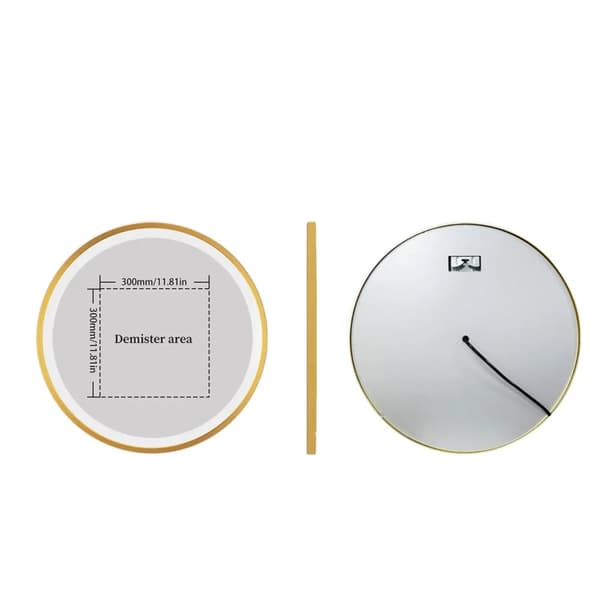 Rund LED Badeværelsesspejl, Guldramme, Anti-dug Funktion,600x600mm