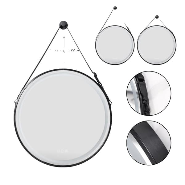 Pyöreä LED-kylpyhuonepeili, kosketusanturi, huurteenesto-ominaisuus,Musta 60CM