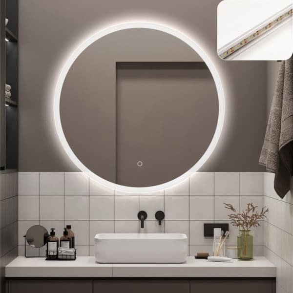 LED-spejl med Bluetooth-musik og dugfri funktion Stuttgart 75 cm