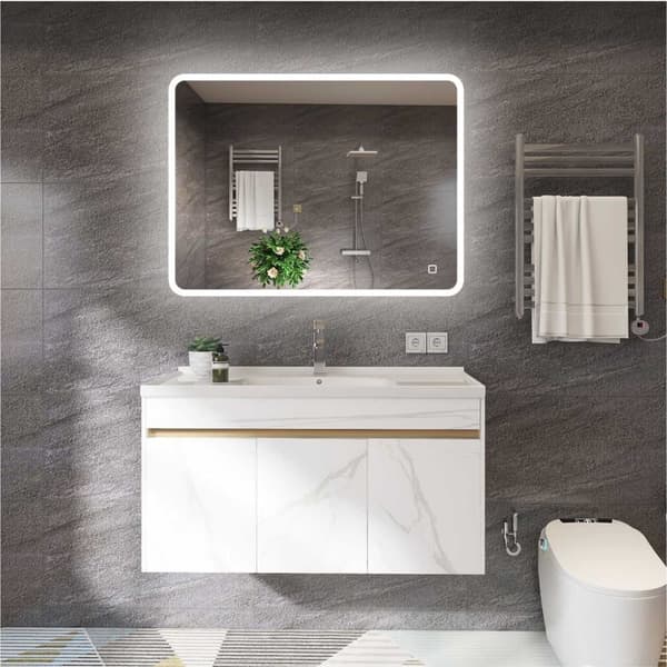 LED-spejl med Bluetooth-musik og dugfri funktion Stuttgart 100x70 cm