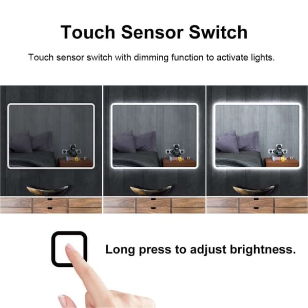 LED-spejl med Bluetooth-musik og dugfri funktion Stuttgart 100x70 cm