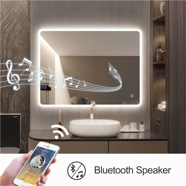 LED-spegel med Bluetooth-musik och imfri funktion Stuttgart 100x70 cm