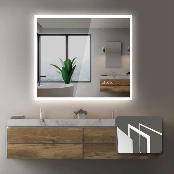LED-spegel med ljusstark ram och imfri funktion Normandy 60x70 cm
