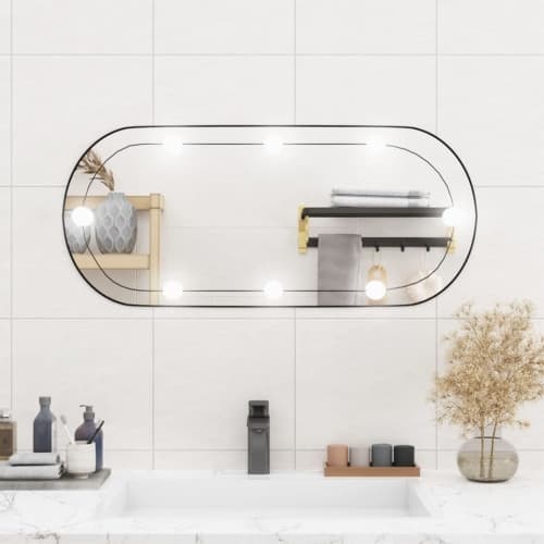 Väggspegel med LED-belysning 35x80 cm glas oval