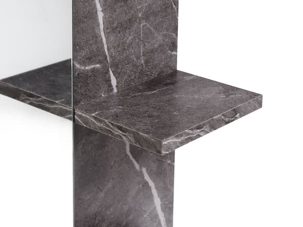 Veggspeil med hyller Svart Sponplate Marmoreffekt Moderne design Baderom Oppbevaring